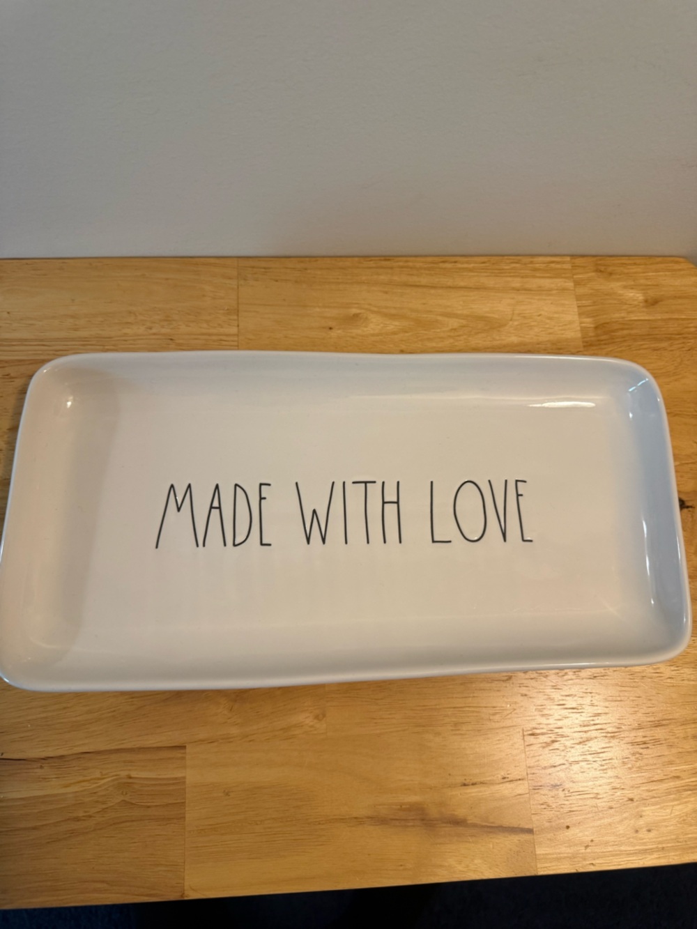 Rae Dunn White Ceramic 'MADE WITH LOVE' Serving Platter